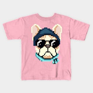 French Bulldog Pixel Art Dog Lover Frenchie Retro Kids T-Shirt